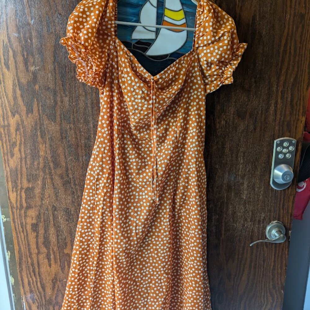 Shein boho orange and white summer dress